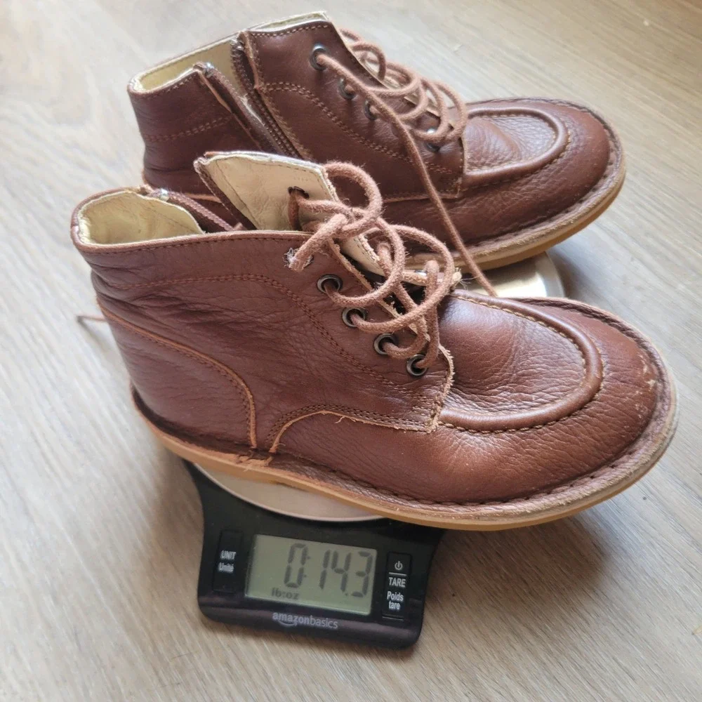 Bon Bon Unisex Kids Boots 11 Brown Leather Moc Toe Classic Workwear Style